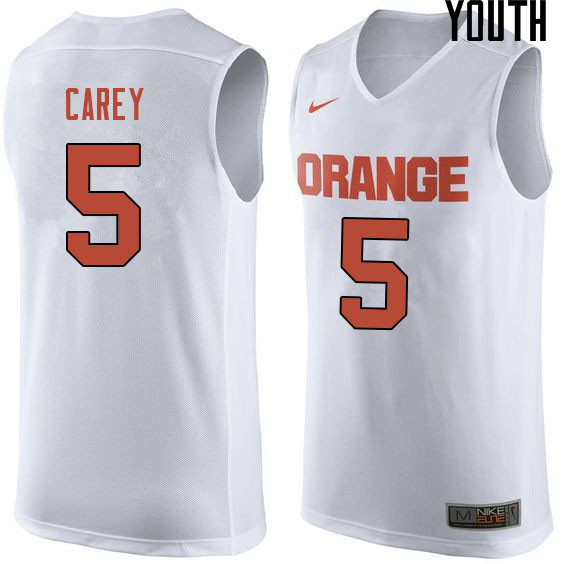 Youth #5 Jalen Carey Syracuse White College Basketball Jerseys Sale-White
